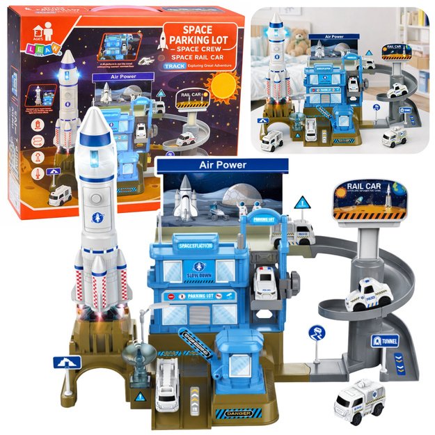 Interactive Space Station Parking Rocket Lights Sounds