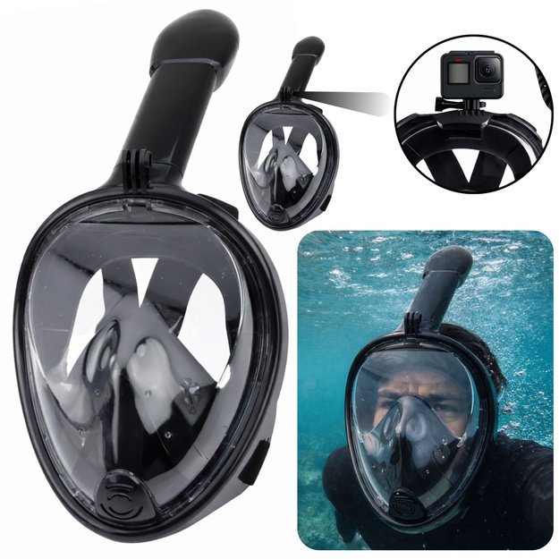 Full Face Snorkeling Diving Mask with Anti-Fog System Black L/XL