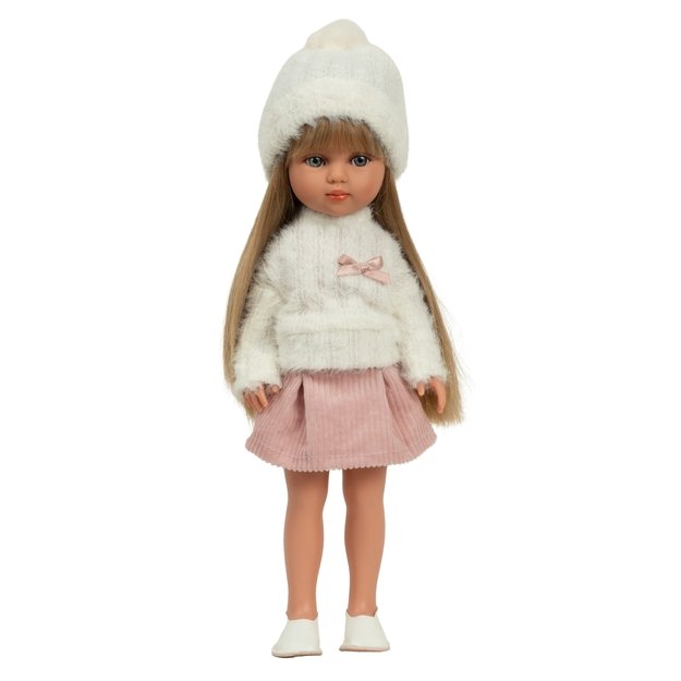 Arias lėlė mergaitė Carlota pūkuotu megztiniu, 36 cm