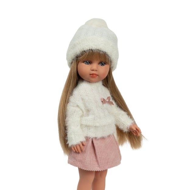Arias lėlė mergaitė Carlota pūkuotu megztiniu, 36 cm
