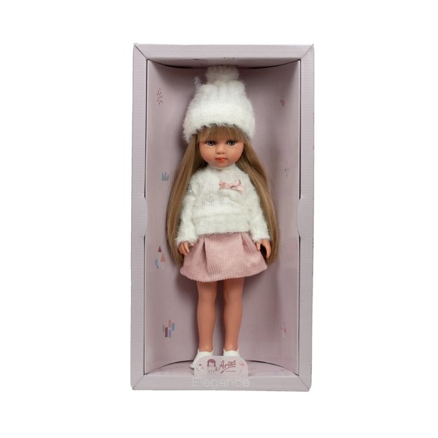 Arias lėlė mergaitė Carlota pūkuotu megztiniu, 36 cm
