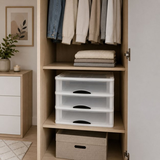 Multifunctional Organizer 3 Drawers Plastic Container White