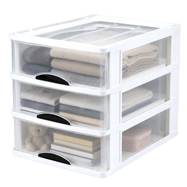 Multifunctional Organizer 3 Drawers Plastic Container White
