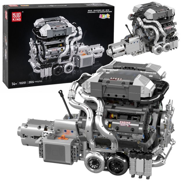 Construction Blocks Car Engine V8 Gearbox 2024 el.