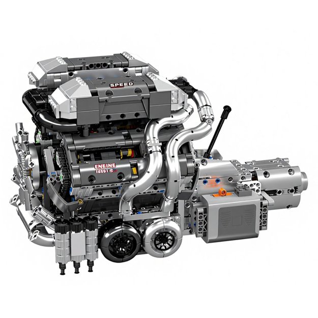 Construction Blocks Car Engine V8 Gearbox 2024 el.