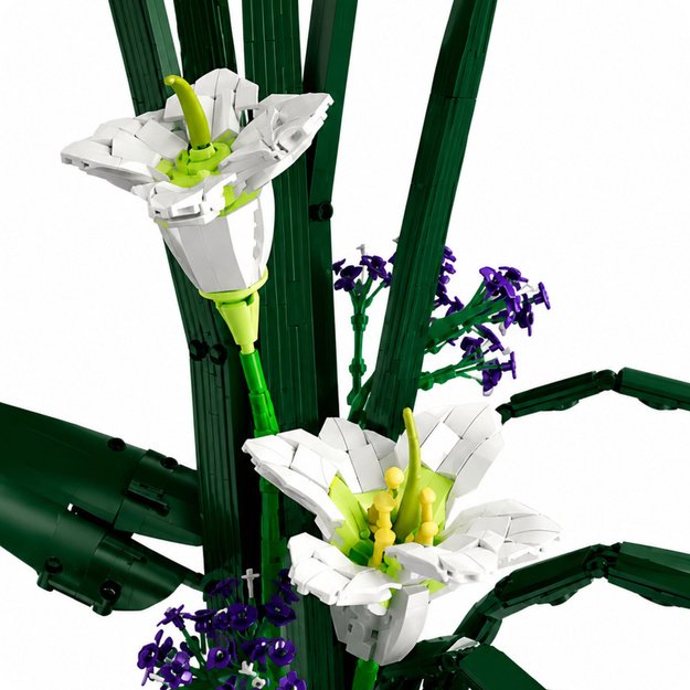Construction Blocks Composition Flowers White Lilies In Pot 1513 pcs.