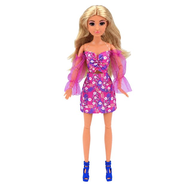 Anlily Fashion Doll in Pink Dress, White Dog, Purse, Glasses Set