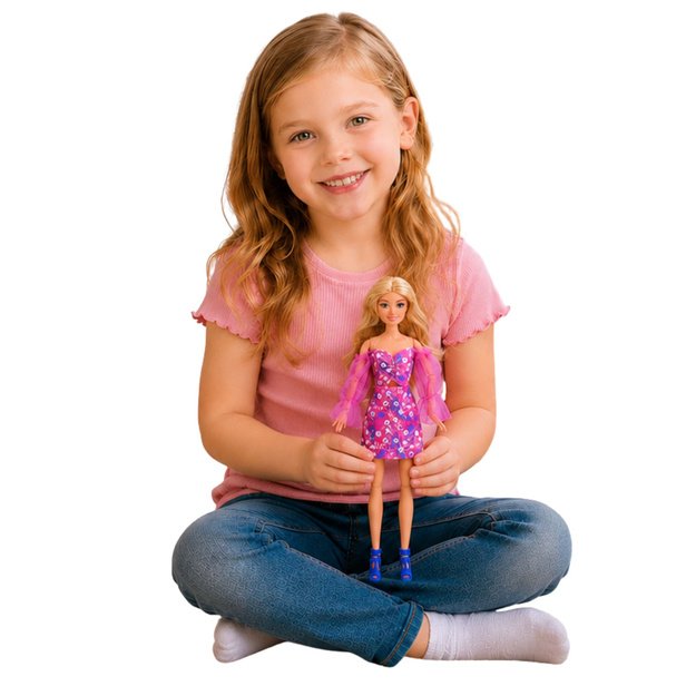 Anlily Fashion Doll in Pink Dress, White Dog, Purse, Glasses Set