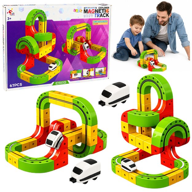 Magnetic Track With Electric Train 3D Creative Construction 67 pcs.