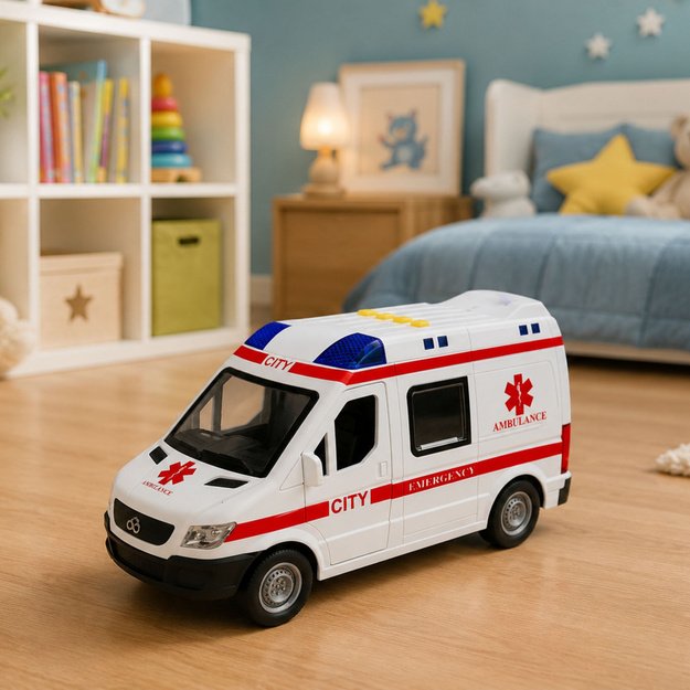 Ambulance Stretcher Drive Lights Sounds White 1:10