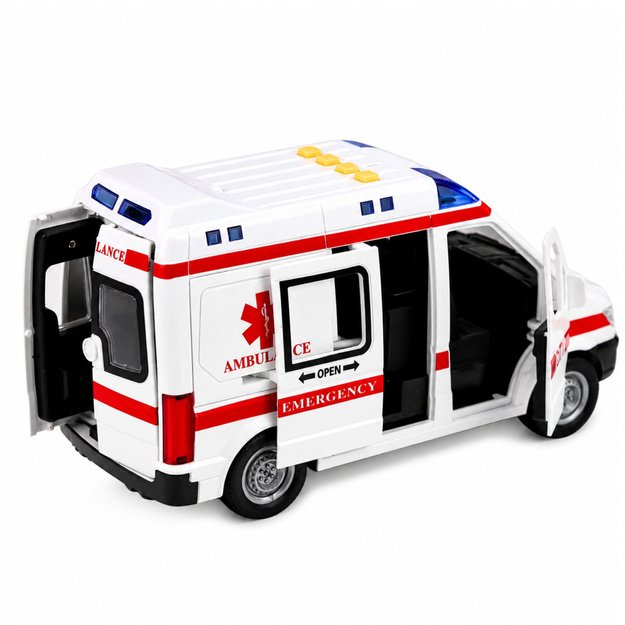 Ambulance Stretcher Drive Lights Sounds White 1:10