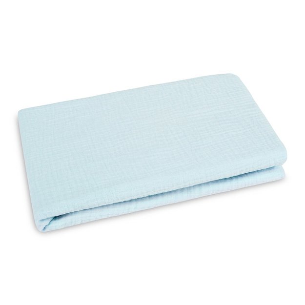 BEDSHEET CRUSHED MUSLIN 120X60 BLUE