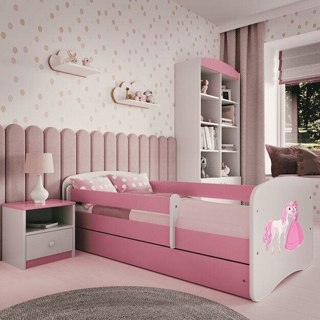 Lova babydreams rožinė princesė arklys be stalčiaus be čiužinio 160/80 5