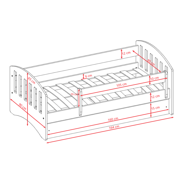 Lova classic 1 mix pilka su stalčiumi be čiužinio 160/80 5