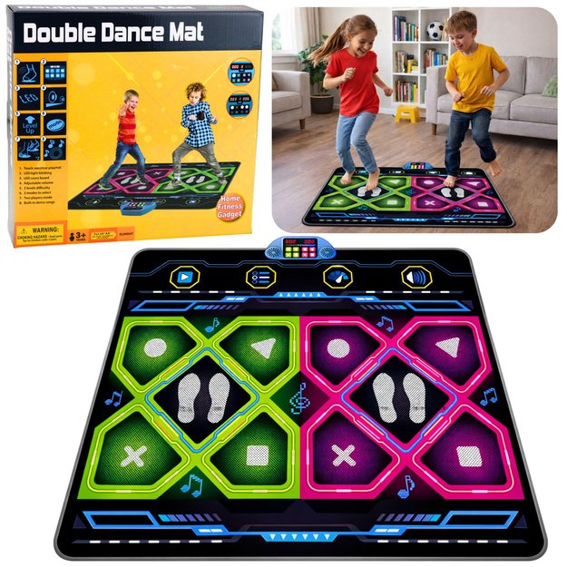 Double Electronic LED Dance Mat 105 x 90 cm