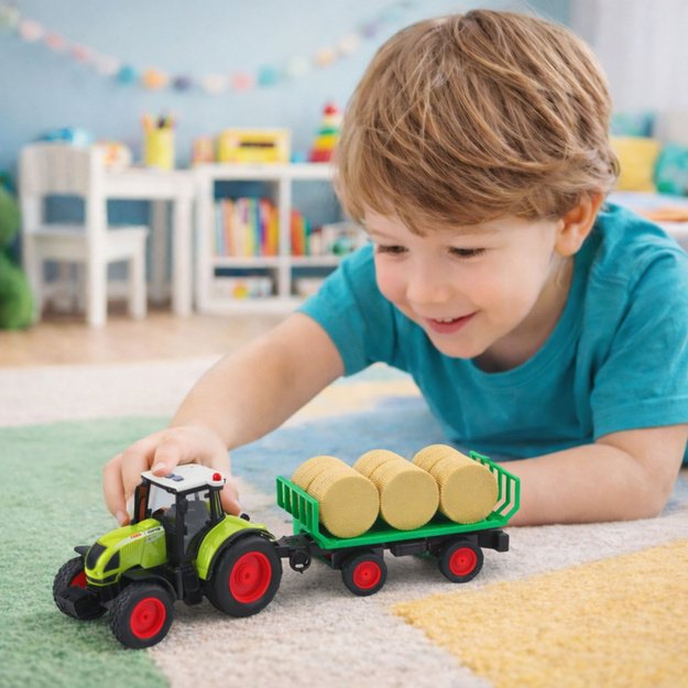 Tractor With Trailer With Hay Sound & Light Effects 37,5 cm