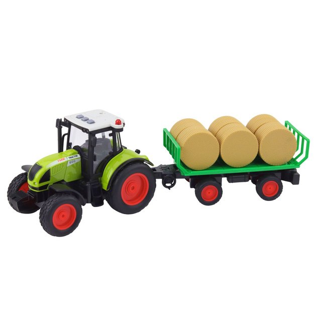 Tractor With Trailer With Hay Sound & Light Effects 37,5 cm