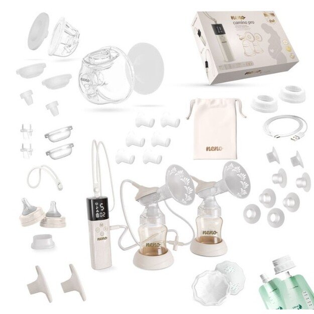 Neno Camino PRO krūties pompa – su buteliukais ir krūtinės gaubteliais 2