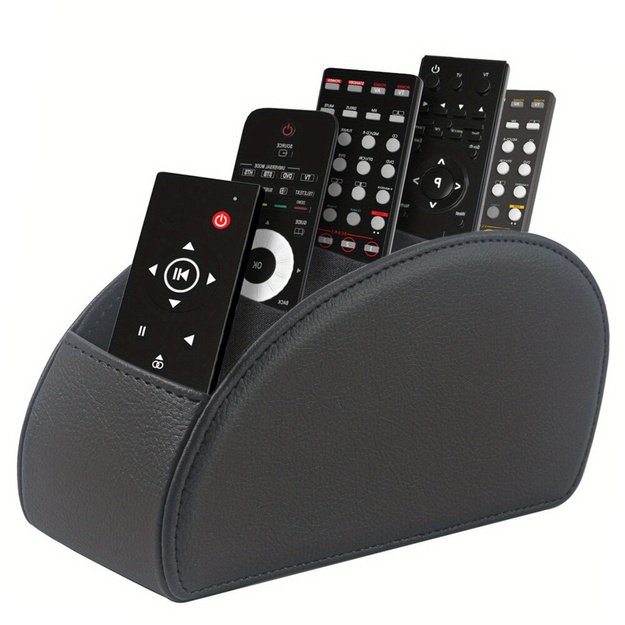 Remote Control Organizer Box 5 Compartments Black Eco-Leather 2