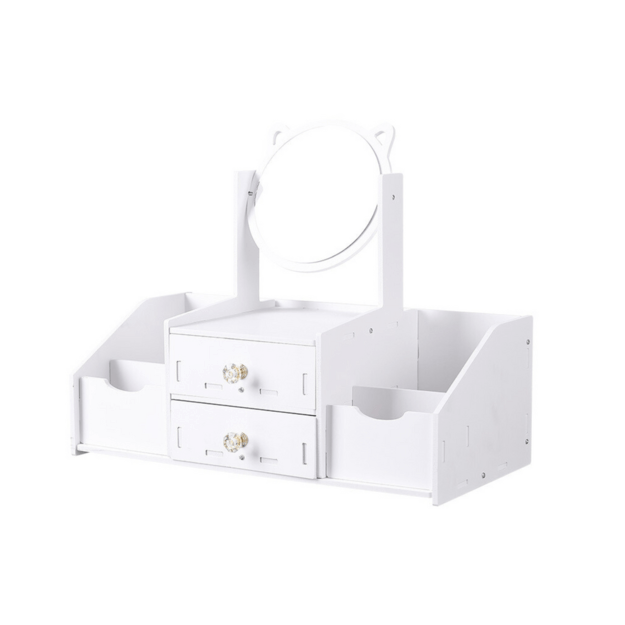 Small Children s Dressing Table, Mirror With Handles, Wooden Drawers, White