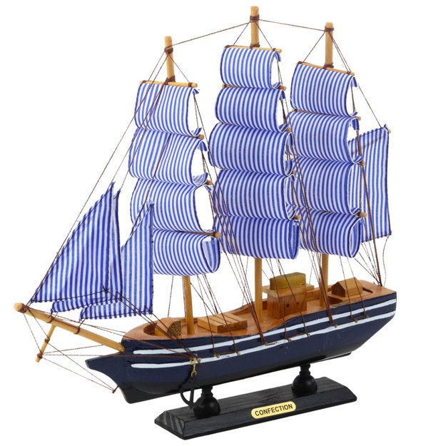 Collectible Model Decorative Sailing Ship White and Blue 33x31cm 1