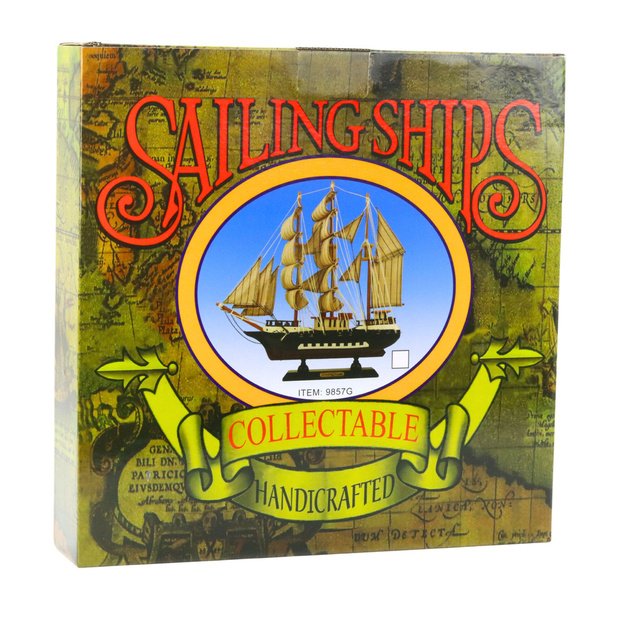 Collectible Model Decorative Sailing Ship White and Blue 33x31cm 3