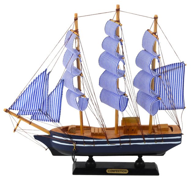 Collectible Model Decorative Sailing Ship White and Blue 33x31cm 2