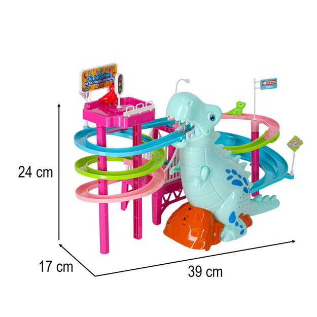 Dinozaurų lenktynių trasa dinozaurų garsai žibintai 37