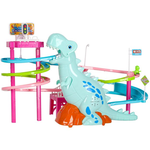 Dinozaurų lenktynių trasa dinozaurų garsai žibintai 28