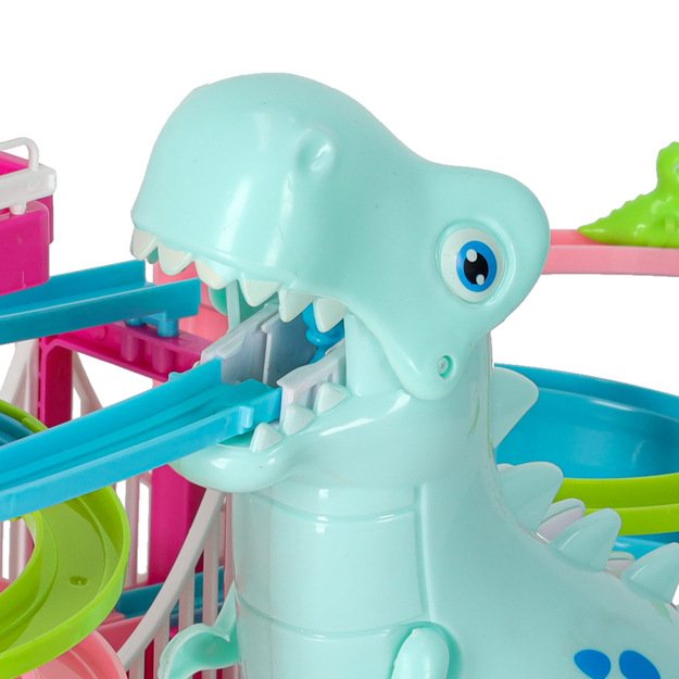 Dinozaurų lenktynių trasa dinozaurų garsai žibintai 32