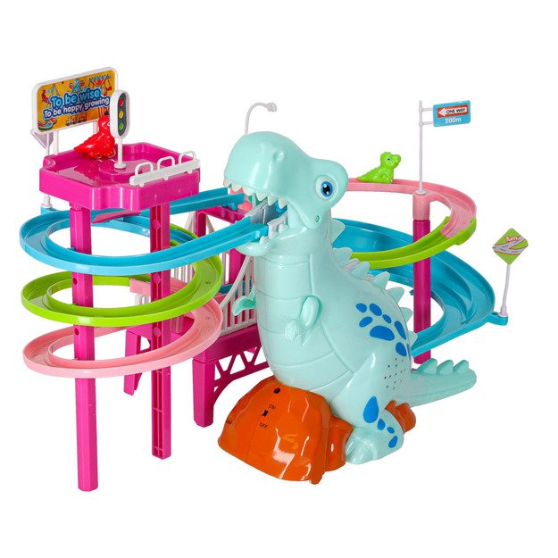 Dinozaurų lenktynių trasa dinozaurų garsai žibintai 25