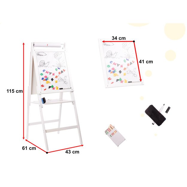 Magnetinė medinė kreidinė lenta balta didelė XXL 13