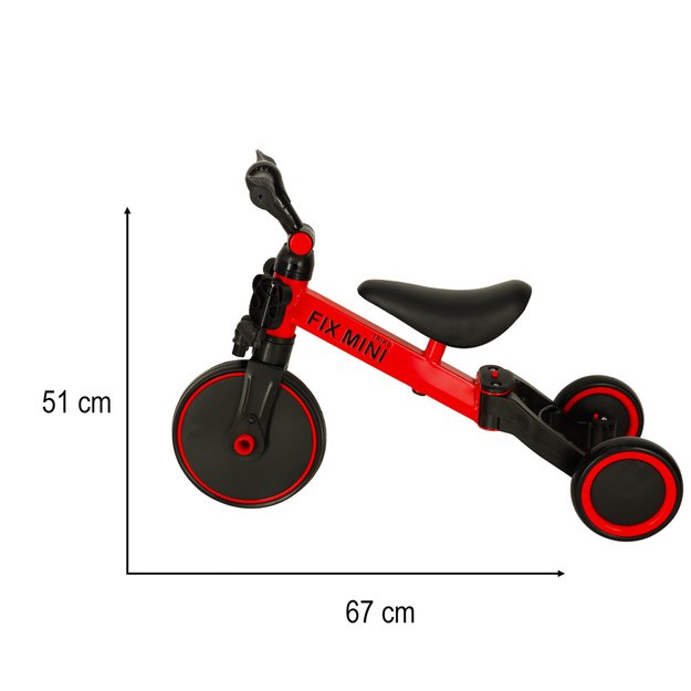 Trike Fix Mini krosinis triratukas 3in1 su pedalais (raudonas)