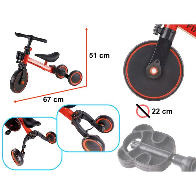 Trike Fix Mini cross tricycle 3in1 with pedals (red)