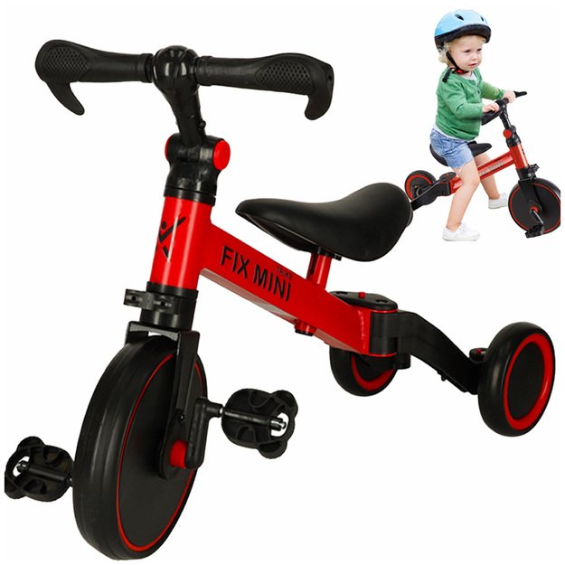 Trike Fix Mini krosinis triratukas 3in1 su pedalais (raudonas)