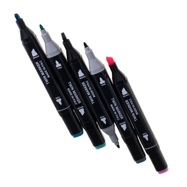 Dvipusiai alkoholiniai žymekliai dėkle 168 + stovas 16