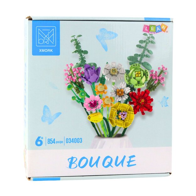 Construction Blocks Decorative Bouquet of Colorful Flowers 854 pcs. 2