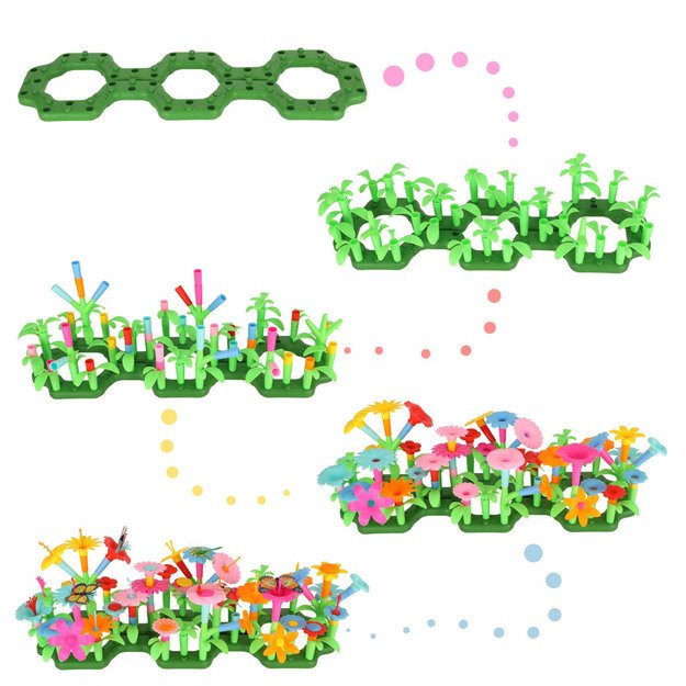 Gėlės kūrybiniai blokai gėlių sodas 175 elementai 13
