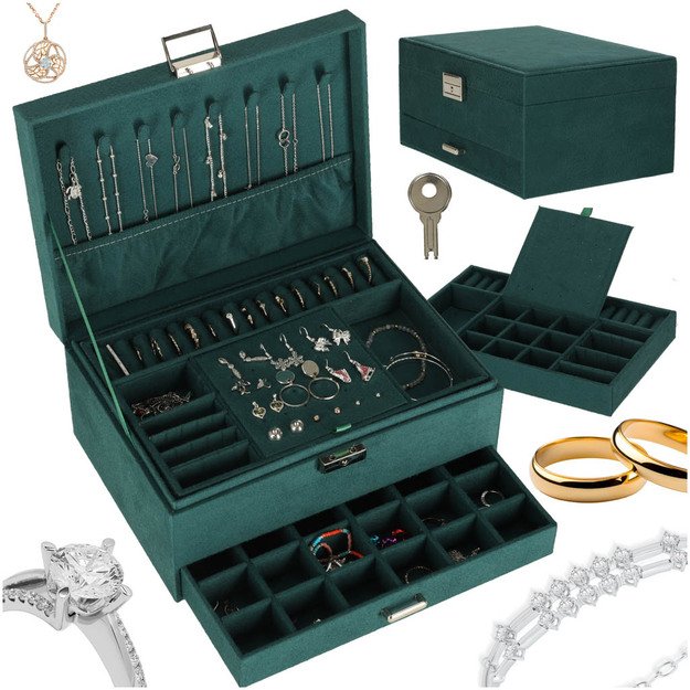 Juvelyrinių dirbinių dėžutės organizatorius žalias 14