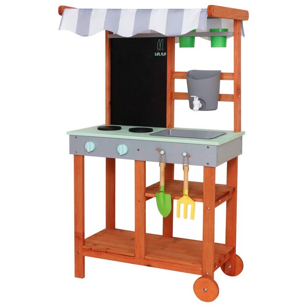 Vaikų medinė sodo purvo virtuvė vasaros Lulilo Sableto priedai 110,5 cm 1