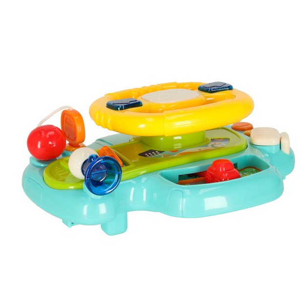 Kūdikio mažylio interaktyvus vairas su vaikiško vežimėlio simuliatoriumi muzikos garsai mėlyna 8