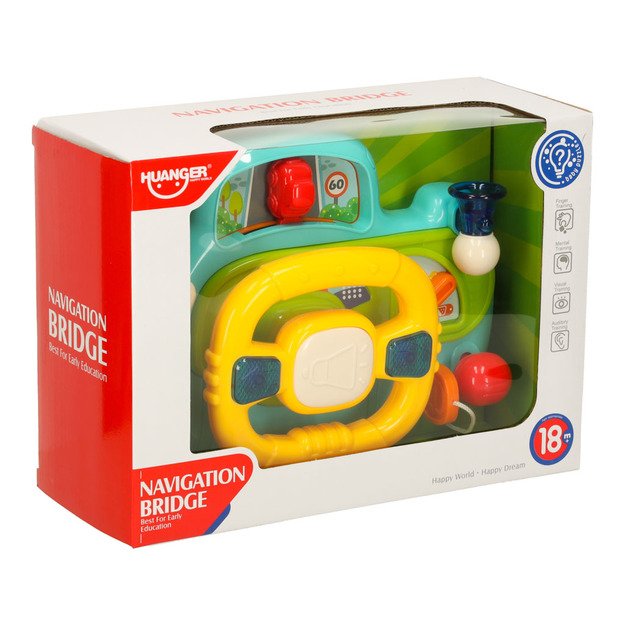 Kūdikio mažylio interaktyvus vairas su vaikiško vežimėlio simuliatoriumi muzikos garsai mėlyna 12