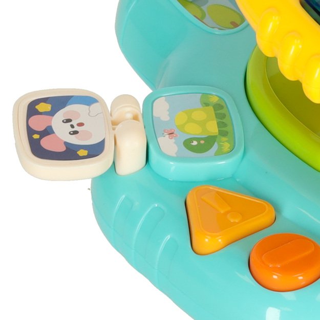 Kūdikio mažylio interaktyvus vairas su vaikiško vežimėlio simuliatoriumi muzikos garsai mėlyna 3