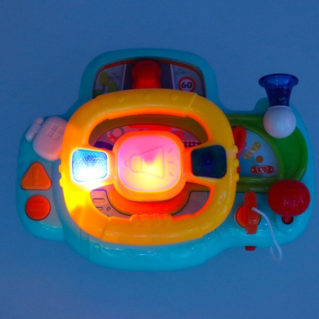 Kūdikio mažylio interaktyvus vairas su vaikiško vežimėlio simuliatoriumi muzikos garsai mėlyna 7