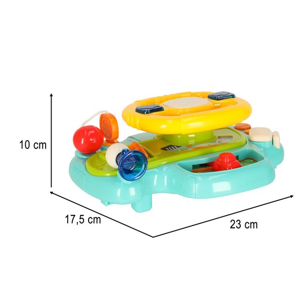 Kūdikio mažylio interaktyvus vairas su vaikiško vežimėlio simuliatoriumi muzikos garsai mėlyna 9