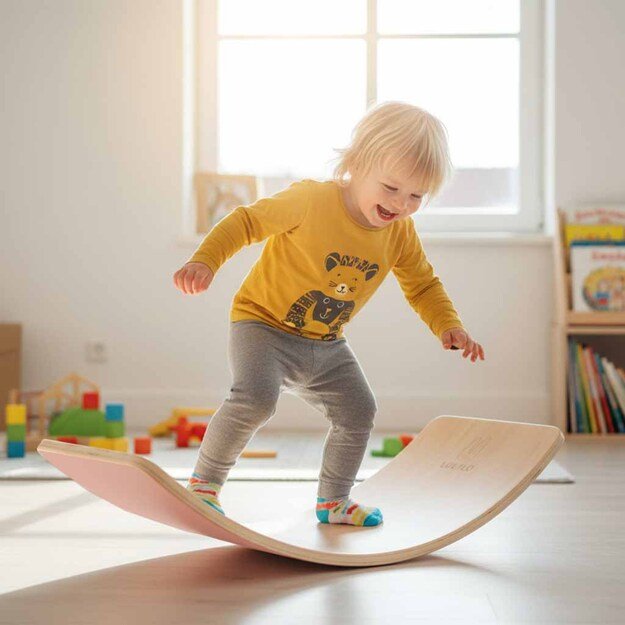 LULILO Ajlo vaikiška veltinio balansavimo lenta rožinės spalvos 1