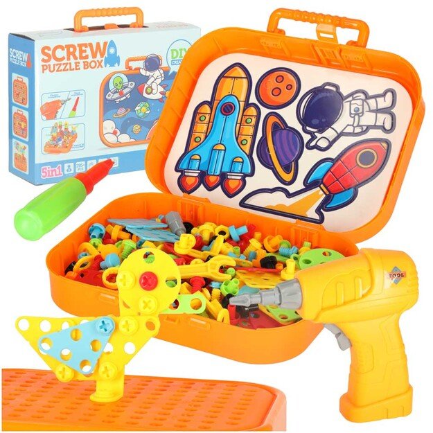 Statybinės plytos lagamine + erdvinis atsuktuvas 12