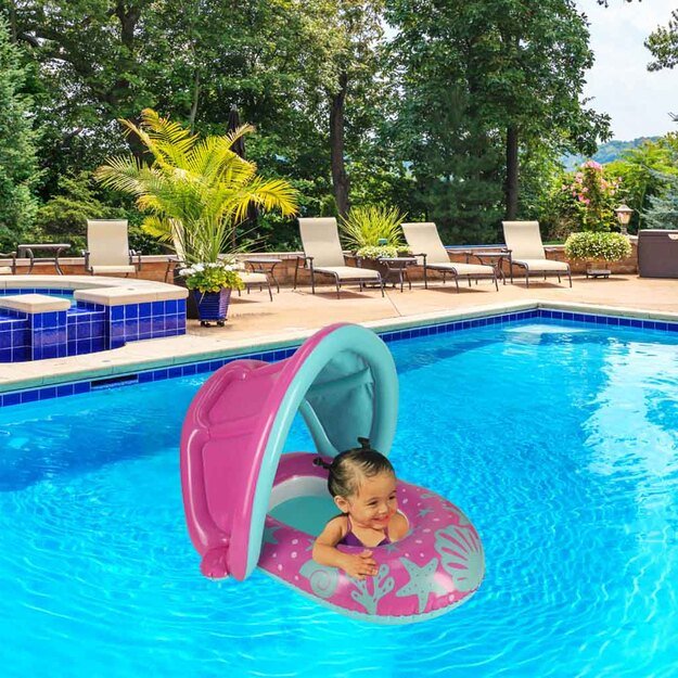 BESTWAY 34091 Pripučiamas pontonas su stogeliu rožinės spalvos 10