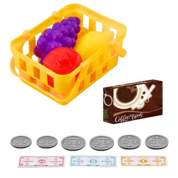 Cash Register For Kids Accessories Basket Fruit Lights Sounds Red 2
