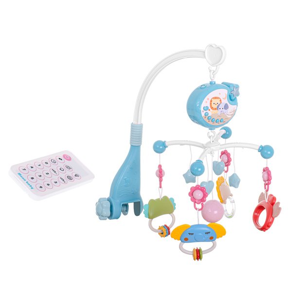 Musical crib carousel with lullabies and remote control (blue)